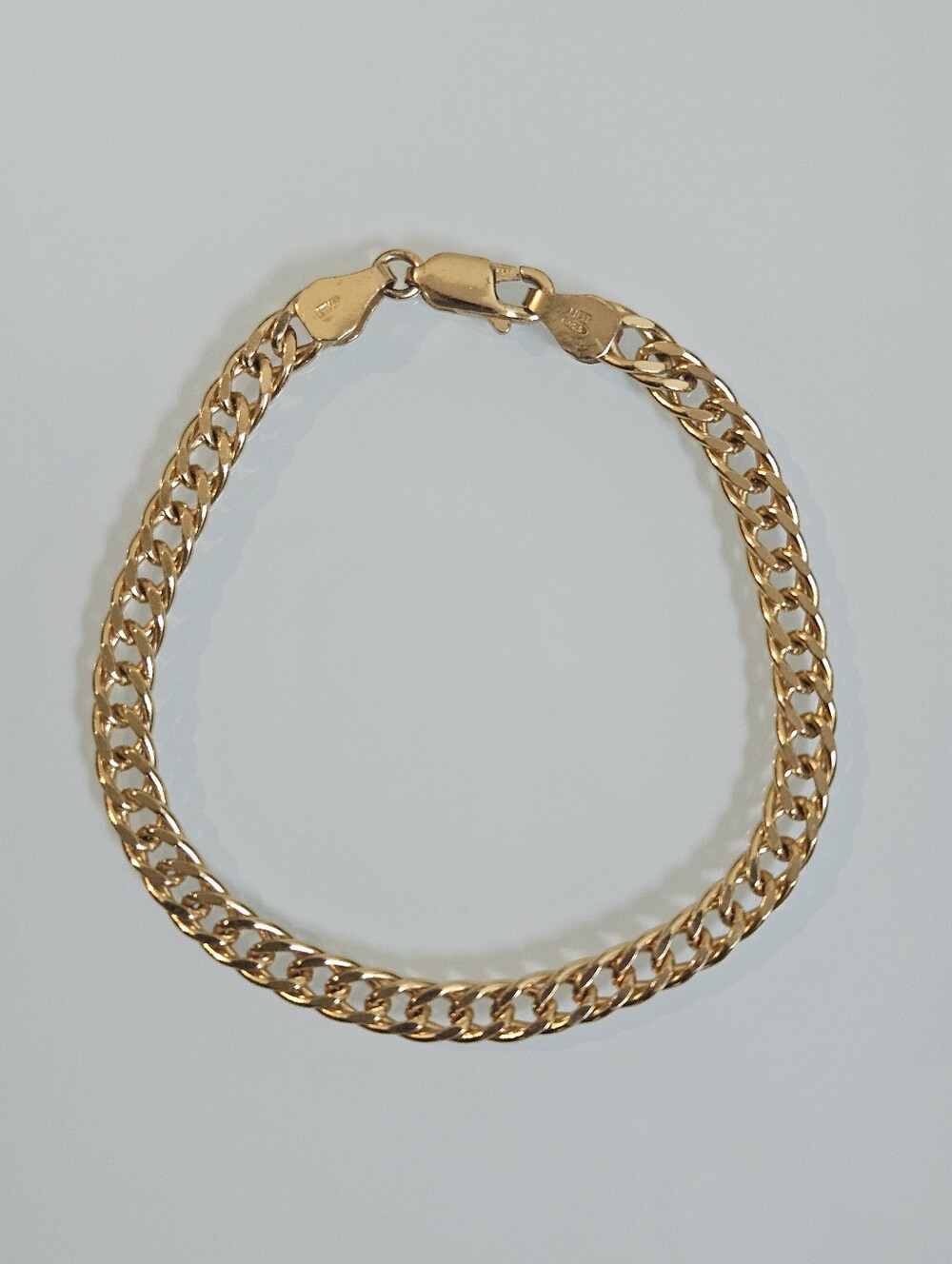 Italy HTC 925 Curb Chain Gold Plated Link Bracelet 6.75" Stamped Signed